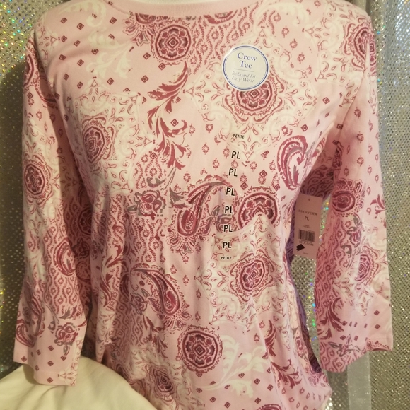 Kim Rogers Petites Pink Top and White Pants sz L NWT - Picture 2 of 5